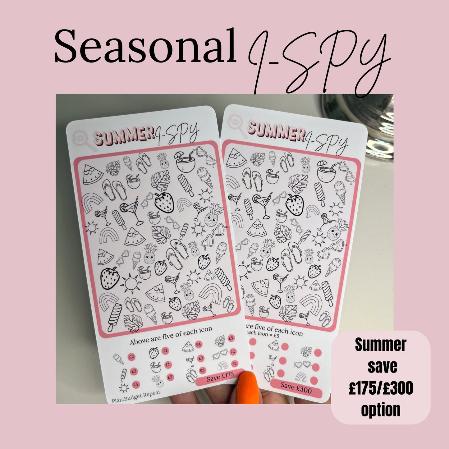 Seasonal I-SPY Savings CHALLENGE, spring, summer, Autumn, winter