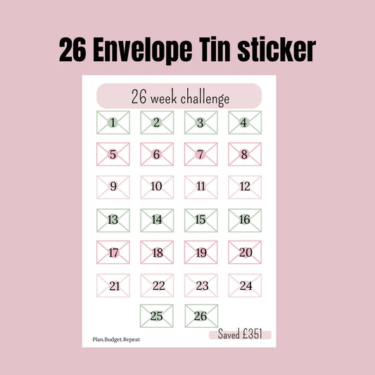 Money tin savings challenge, 26 week challenge