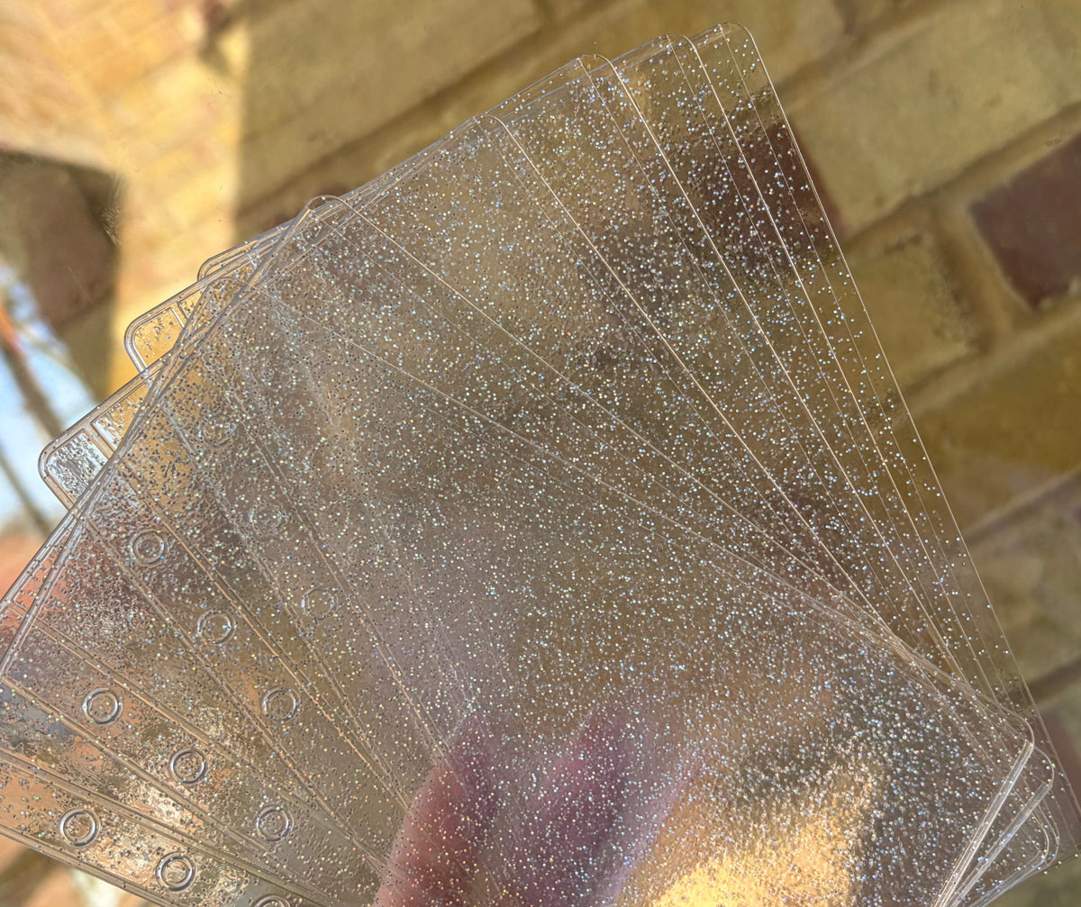 Clear zipless glitter envelopes