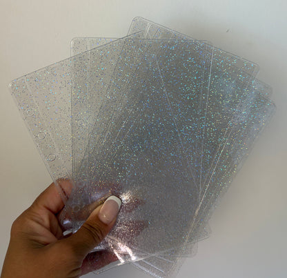 Clear zipless glitter envelopes