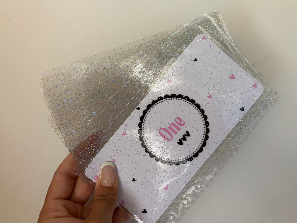 Clear zipless glitter envelopes